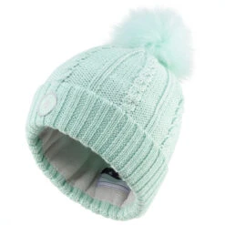 WEDZE KIDS’ SKI HAT - CABLE-KNIT FUR WOOL -Ski Sale Store k153d26dff8ea913f9c90ec85bb3b3060