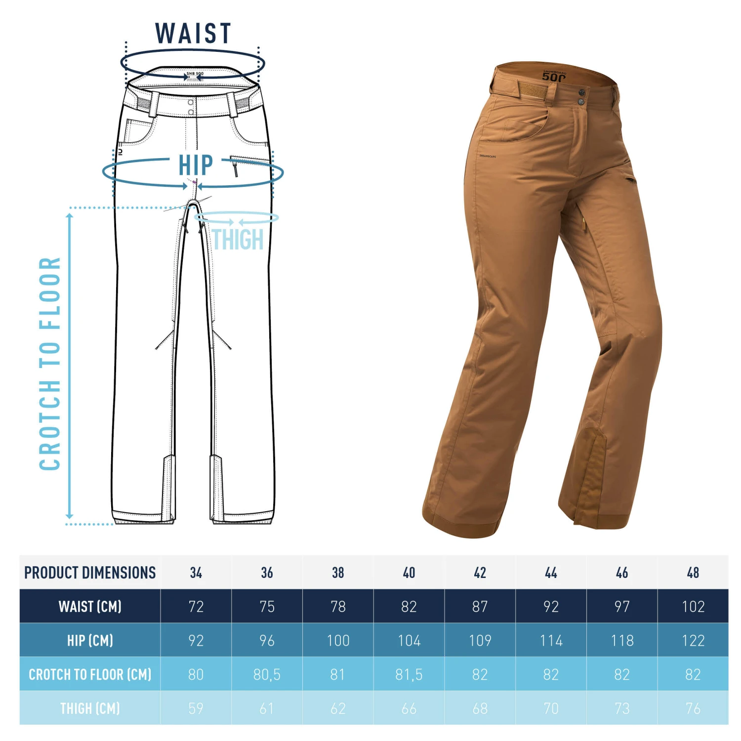 Women's Waterproof Snowboard Trousers SNB 500 8 Women's Waterproof Snowboard Trousers SNB 500 - Image 8