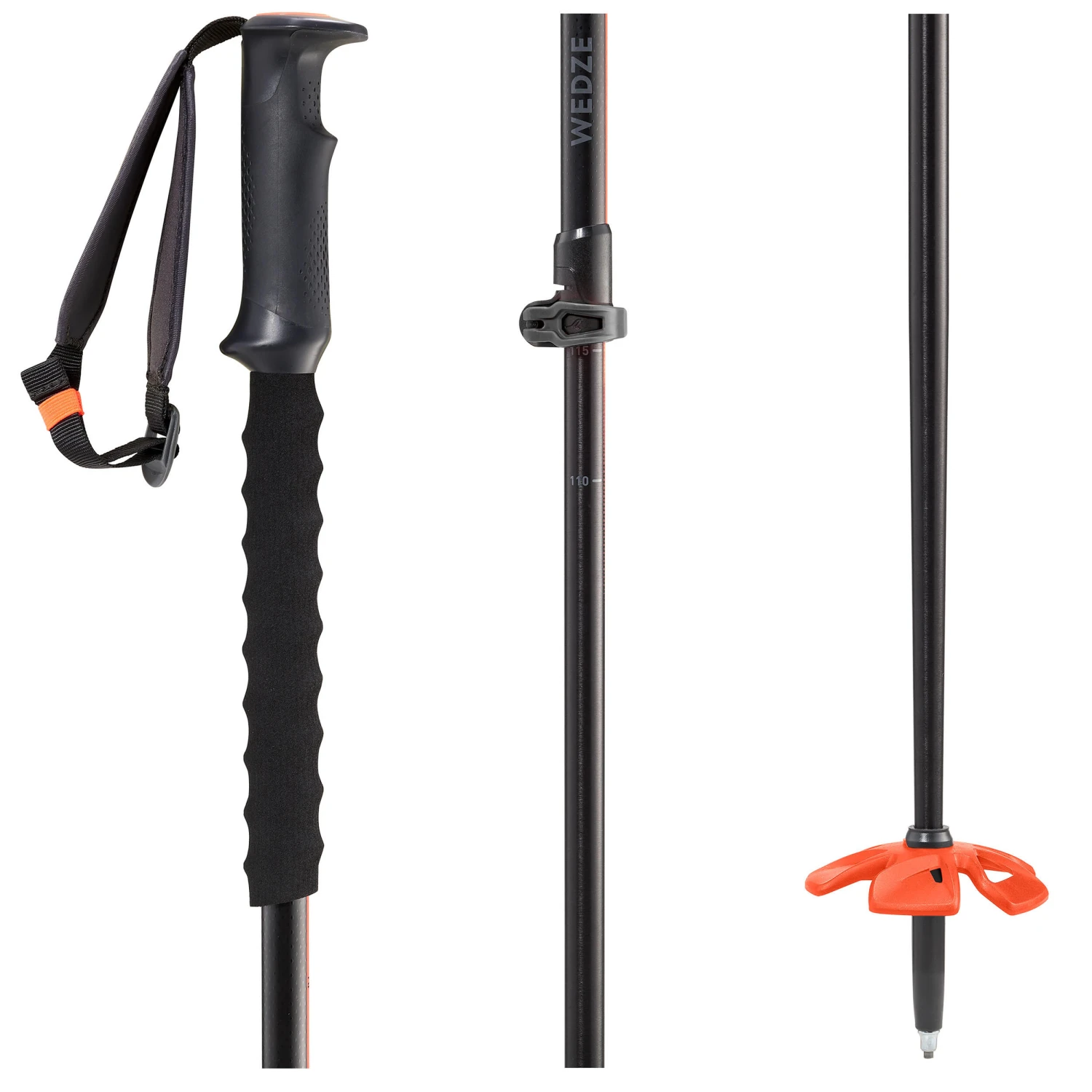 WEDZE TELESCOPIC FREERIDE SKI POLES 1 WEDZE TELESCOPIC FREERIDE SKI POLES