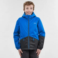 WEDZE KIDS’ WARM AND WATERPROOF SKI JACKET 100 BLUE -Ski Sale Store k60824f8a56463419d81e1af321b7a928