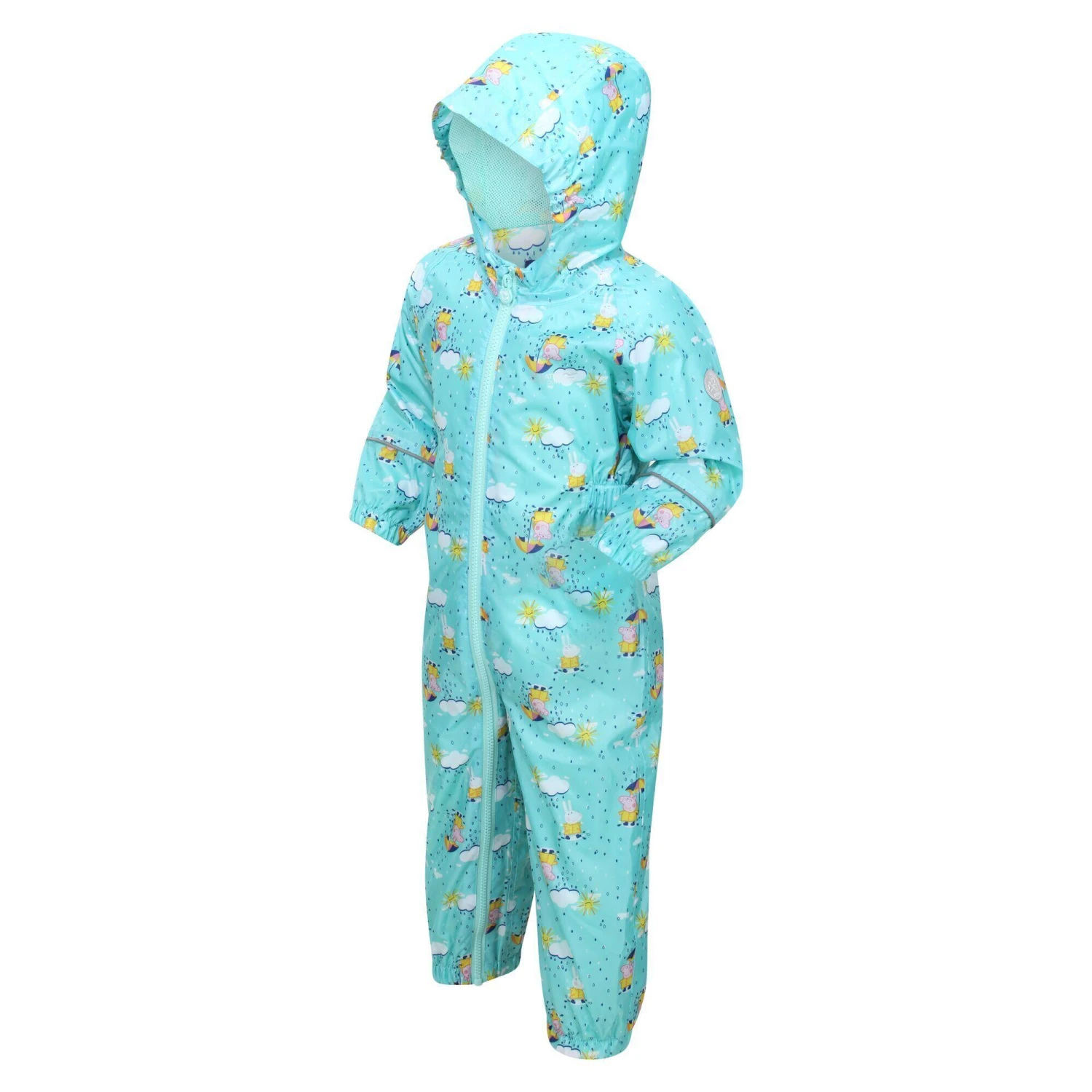 Regatta Childrens/Kids Pobble Peppa Pig Clouds Waterproof Puddle Suit (Aruba Blue) 3 Regatta Childrens/Kids Pobble Peppa Pig Clouds Waterproof Puddle Suit (Aruba Blue) - Image 3