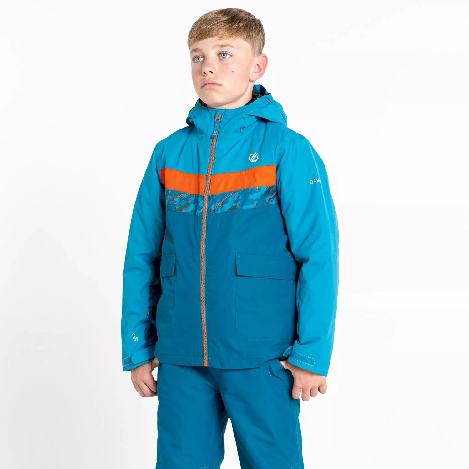 Dare 2b Childrens/Kids Remarkable II Camo Ski Jacket (Fjord Blue/Gulfstream) 4 Dare 2b Childrens/Kids Remarkable II Camo Ski Jacket (Fjord Blue/Gulfstream) - Image 4