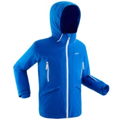 WEDZE KIDS’ WARM AND WATERPROOF SKI JACKET 900 BLUE