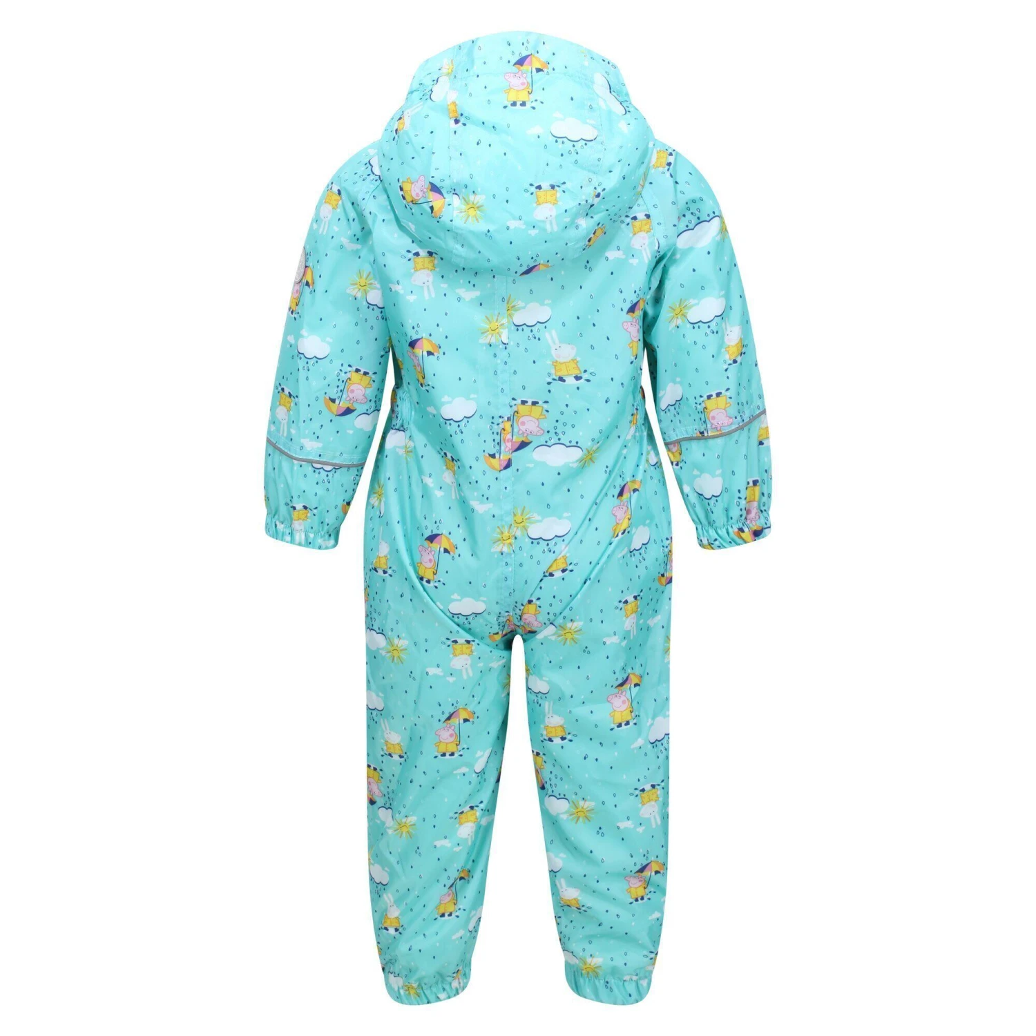 Regatta Childrens/Kids Pobble Peppa Pig Clouds Waterproof Puddle Suit (Aruba Blue) 2 Regatta Childrens/Kids Pobble Peppa Pig Clouds Waterproof Puddle Suit (Aruba Blue) - Image 2