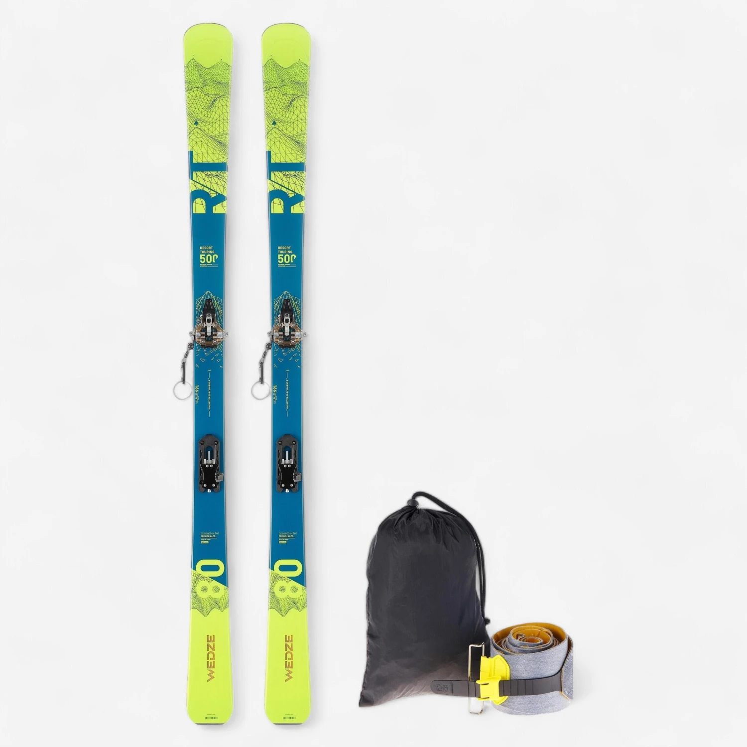 WEDZE Ski Touring Skis + Bindings + Ski Skins Pack 1 WEDZE Ski Touring Skis + Bindings + Ski Skins Pack