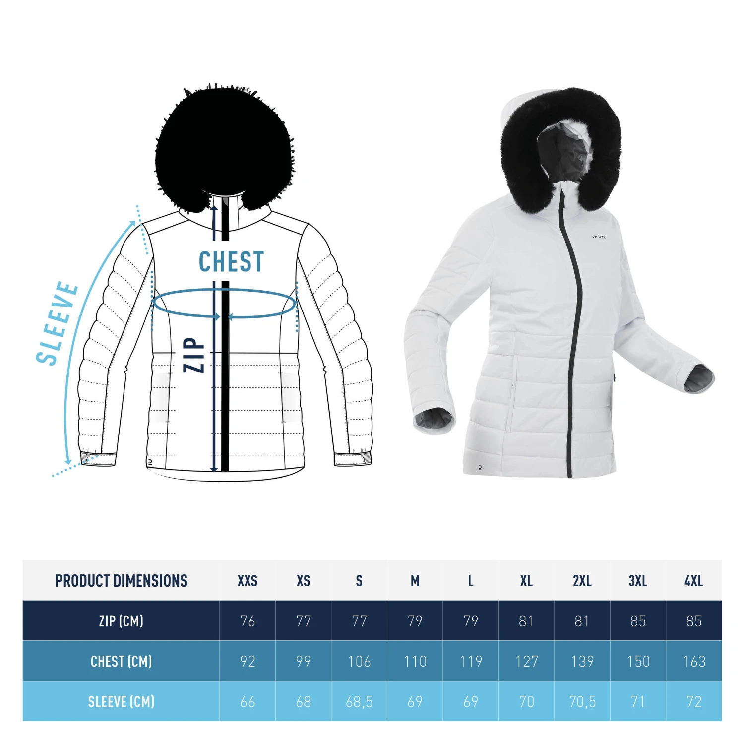 WEDZE Women's Mid-Length Warm Ski Jacket 100 12 WEDZE Women's Mid-Length Warm Ski Jacket 100 - Image 12